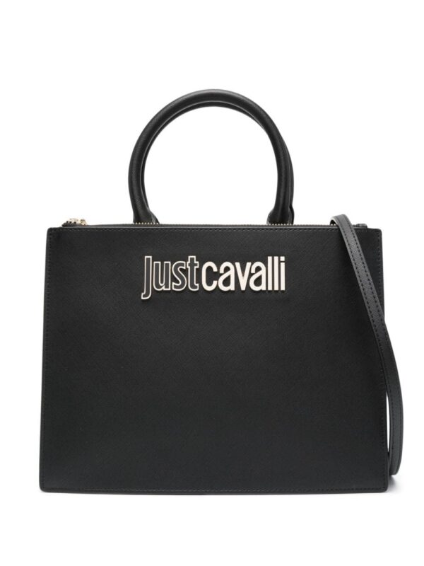 21509707_51562098_1000.jpg Just Cavalli logo-lettering faux-leather tote bag