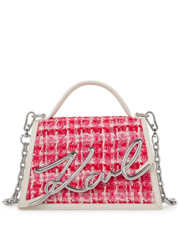 21539400_52497398_1000.jpg Karl Lagerfeld small Signature bouclé top-handle bag