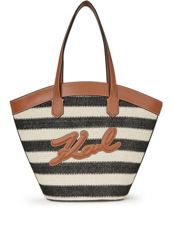 Karl Lagerfeld Signature Tulip raffia tote bag