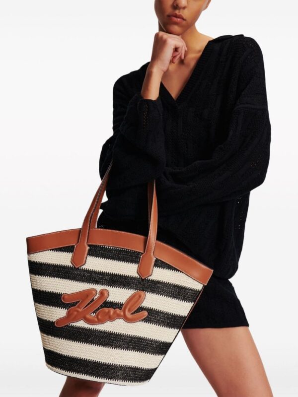 Karl Lagerfeld Signature Tulip raffia tote bag