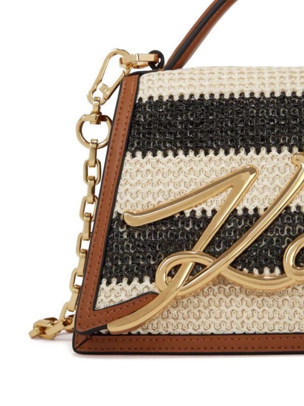 Karl Lagerfeld small Signature raffia top-handle bag
