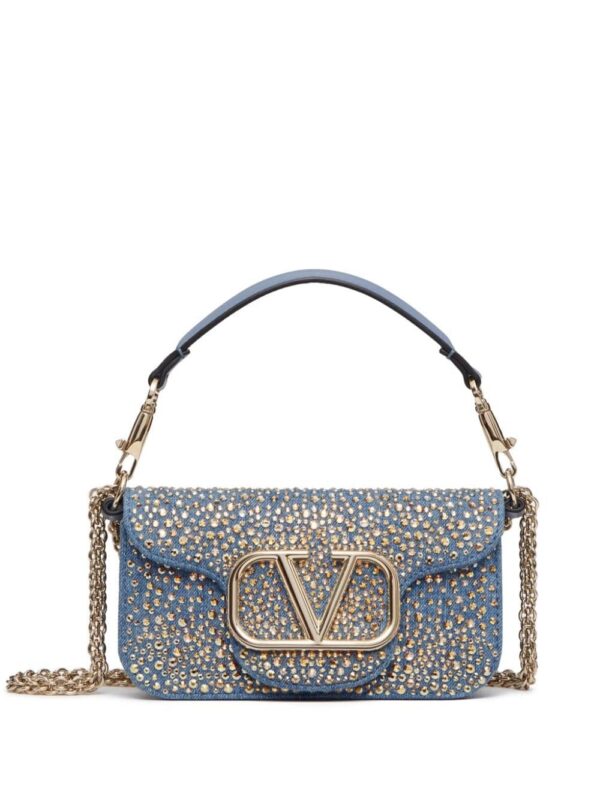 Valentino Garavani small Locò studded denim shoulder bag