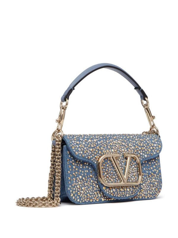 Valentino Garavani small Locò studded denim shoulder bag