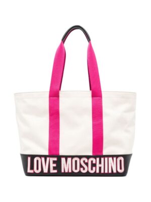 21773657_51658401_1000.jpg Love Moschino logo-embroidered colour-block tote bag