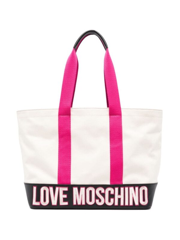 21773657_51658401_1000.jpg Love Moschino logo-embroidered colour-block tote bag