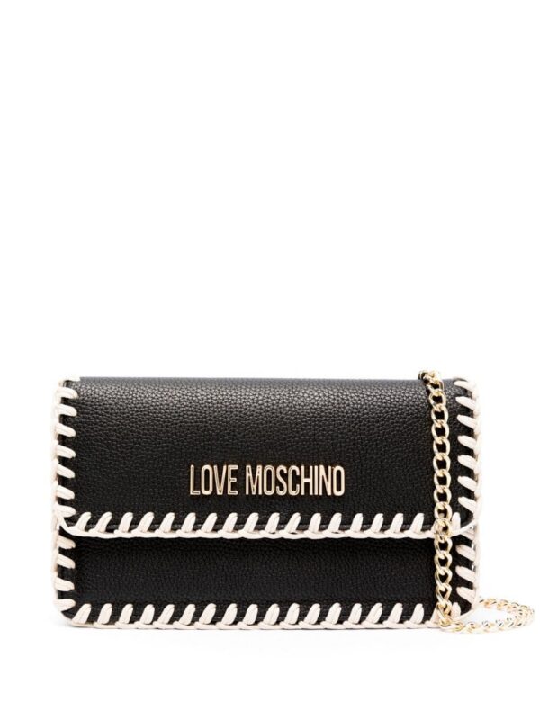 21776149_51657301_1000.jpg Love Moschino logo-lettering whipstitch-trim shoulder bag