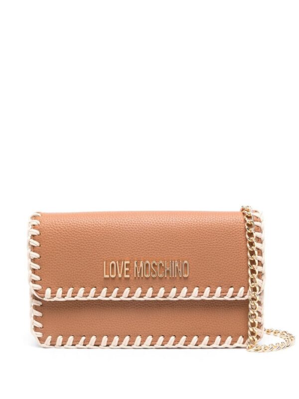 21776151_51657799_1000.jpg Love Moschino logo-lettering whipstitch-trim shoulder bag