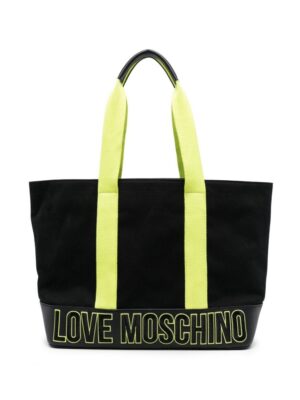 21776159_51658130_1000.jpg Love Moschino logo-embroidered colour-block tote bag