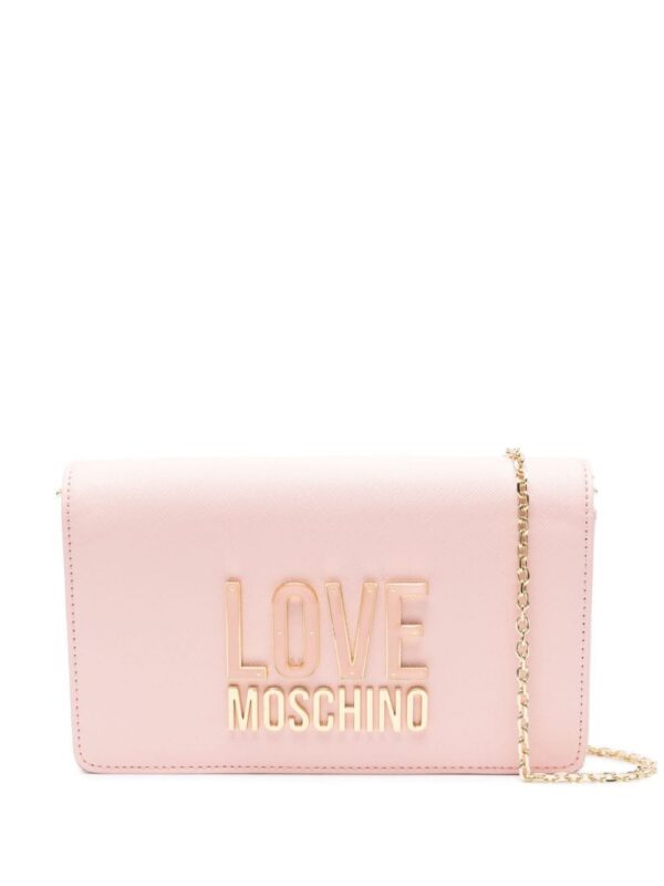 21777377_51669591_1000.jpg Love Moschino enamelled logo-lettering crossbody bag