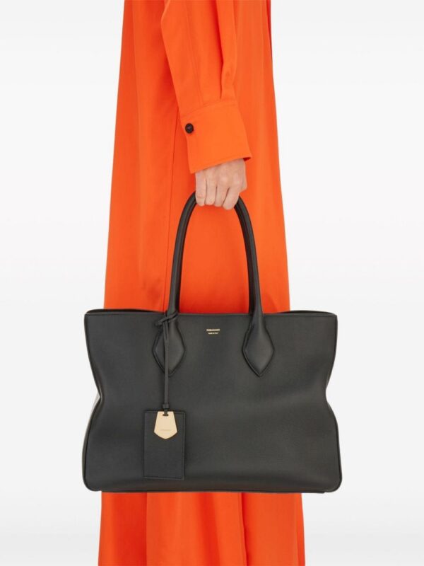 Ferragamo large logo-stamp leather tote bag