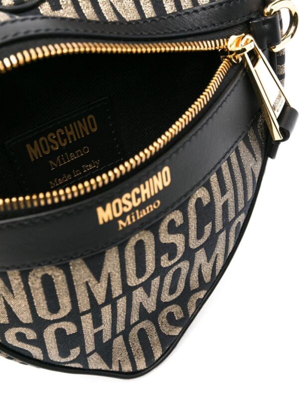 21850533_51694510_1000.jpg Moschino logo-jacquard metallic clutch bag