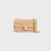 CELINE   CHAIN SHOULDER BAG CLAUDE IN RAFFIA EFFECT TEXTILE