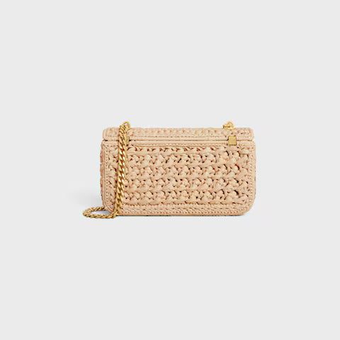 CELINE   CHAIN SHOULDER BAG CLAUDE IN RAFFIA EFFECT TEXTILE