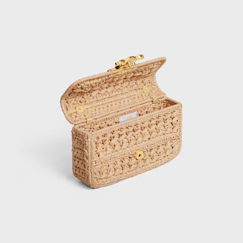 CELINE   CHAIN SHOULDER BAG CLAUDE IN RAFFIA EFFECT TEXTILE