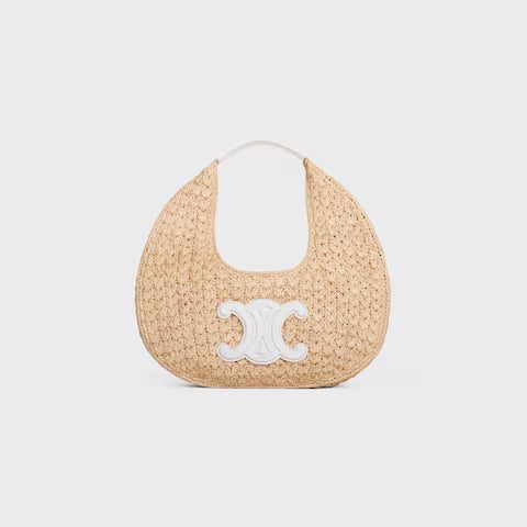 112772EYR-01BC_1_SS24_P2_W.jpg CELINE classic panier HOBO BAG IN Raffia and Calfskin