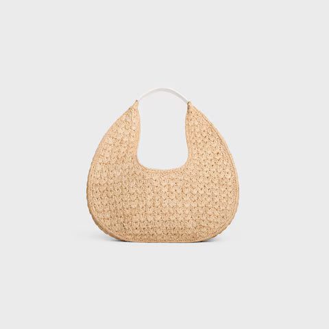 112772EYR-01BC_3_SS24_P2_W.jpg CELINE classic panier HOBO BAG IN Raffia and Calfskin