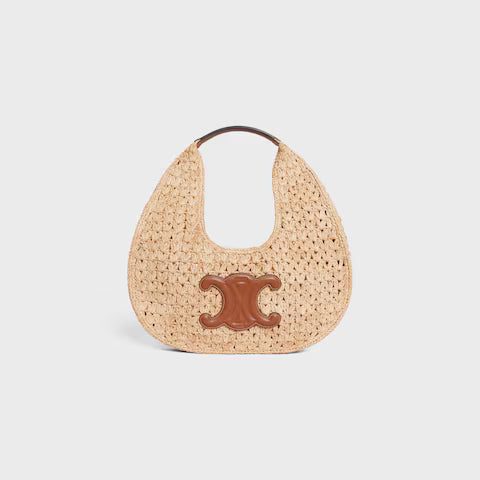 112772EYR-02NT_1_SUM23_87ac4977-d0f1-42cf-904b-81d61756fb37.jpg CELINE celine classic panier HOBO BAG IN Raffia and Calfskin