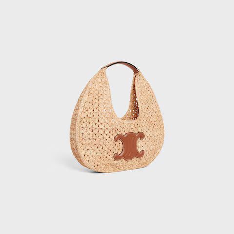 112772EYR-02NT_2_SUM23_c7b1e548-eacd-4f4b-a8f4-8154e88a2a65.jpg CELINE celine classic panier HOBO BAG IN Raffia and Calfskin