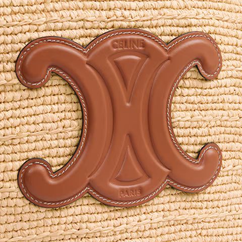114342FF7-04LU_4_SS24_P1_W_a18f22fd-89a1-46f2-91a0-c3d80cfeaa15.jpg CELINE MEDIUM SUPPLE CELINE CLASSIC PANIER IN Raffia and calfskin