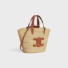 115802FF7-04LU_2_SS24_P1_W.jpg CELINE TEEN SUPPLE CELINE CLASSIC PANIER IN Raffia and calfskin