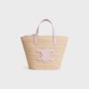 115802FF7-24PP_1_SS24_P2_W.jpg CELINE TEEN SUPPLE CELINE CLASSIC PANIER in Raffia and calfskin