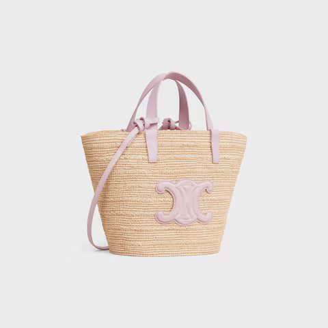 115802FF7-24PP_2_SS24_P2_W.jpg CELINE TEEN SUPPLE CELINE CLASSIC PANIER in Raffia and calfskin