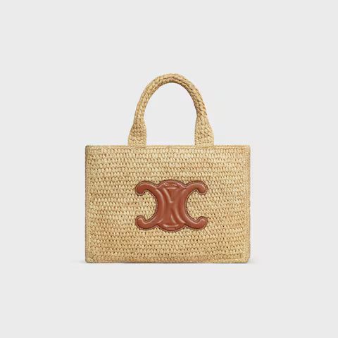 116302FF7-04LU_1_SS24_P1_W_80985f1d-0bb0-4999-895e-dbdef1cfa3df.jpg CELINE SMALL CABAS THAIS IN Raffia and calfskin