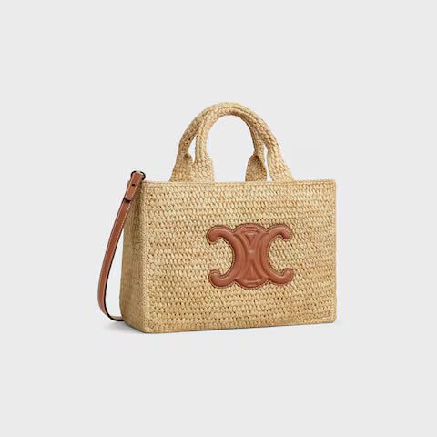 116302FF7-04LU_2_SS24_P1_W_71059664-1a0e-47b8-b75a-5c5f6945bc0e.jpg CELINE SMALL CABAS THAIS IN Raffia and calfskin