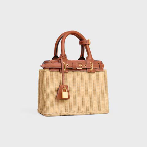116502GP9-02NT_2_SUM25_W.jpg CELINE TEEN CELINE CONTI BAG IN WICKER AND NATURAL CALFSKIN