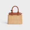 116502GP9-02NT_3_SUM25_W.jpg CELINE TEEN CELINE CONTI BAG IN WICKER AND NATURAL CALFSKIN