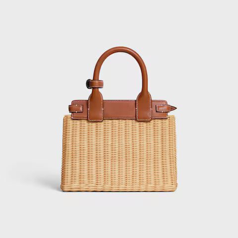 116502GP9-02NT_3_SUM25_W.jpg CELINE TEEN CELINE CONTI BAG IN WICKER AND NATURAL CALFSKIN