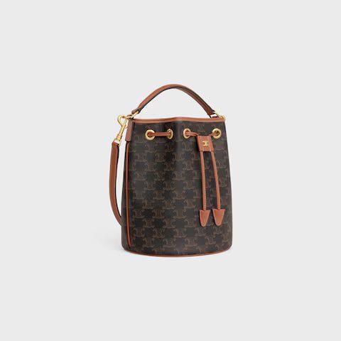 116882FQM-04LU_2_SS24_P2_W.jpg CELINE CLARA BAG IN TRIOMPHE CANVAS AND CALFSKIN
