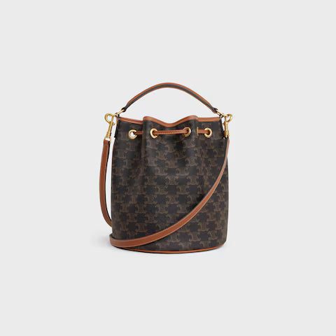 116882FQM-04LU_3_SS24_P2_W.jpg CELINE CLARA BAG IN TRIOMPHE CANVAS AND CALFSKIN