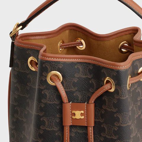 116882FQM-04LU_4_SS24_P2_W.jpg CELINE CLARA BAG IN TRIOMPHE CANVAS AND CALFSKIN