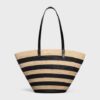 117082FWD-02NC_3_SS24_P2_W.jpg CELINE STRIPED COUFFIN Celine Classic Panier in RAFFIA AND CALFSKIN
