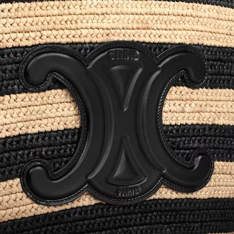 117082FWD-02NC_4_SS24_P2_W.jpg CELINE STRIPED COUFFIN Celine Classic Panier in RAFFIA AND CALFSKIN