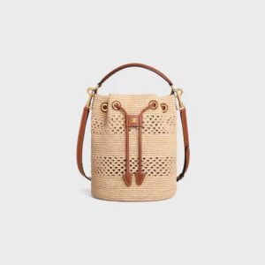 117862FX8-04LU_1_SS24_P2_W.jpg CELINE CLARA CELINE CLASSIC PANIER in RAFFIA AND CALFSKIN