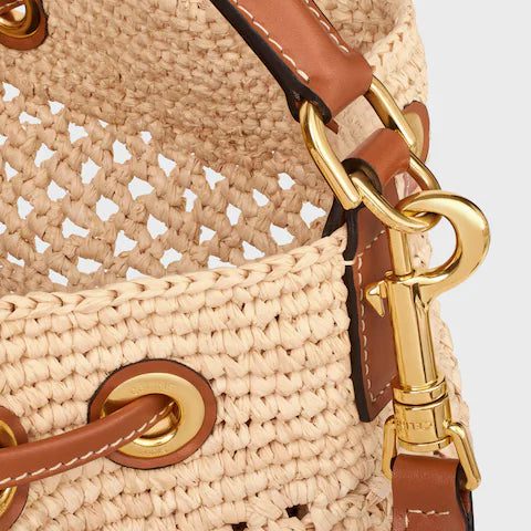 117862FX8-04LU_4_SS24_P2_W.jpg CELINE CLARA CELINE CLASSIC PANIER in RAFFIA AND CALFSKIN