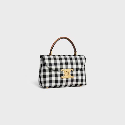 118112GI9-38AW_2_SPR25_P1_W.jpg CELINE TEEN NINO BAG IN VICHY TEXTILE AND CALFSKIN