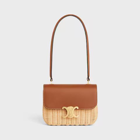 119672FUO-02NT_1_SUM25_W.jpg CELINE TEEN GARANCE BAG IN WICKER AND NATURAL CALFSKIN
