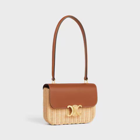 119672FUO-02NT_2_SUM25_W_32a9a61a-75ad-4ce5-847e-43c5a576e5f9.jpg CELINE TEEN GARANCE BAG IN WICKER AND NATURAL CALFSKIN