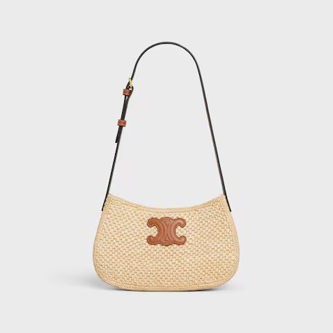 119722GNR-02NT_1_SUM25_W_b68430fc-63c0-4b27-a916-b3834f30a4db.jpg CELINE MEDIUM TILLY BAG IN RAFFIA AND CALFSKIN