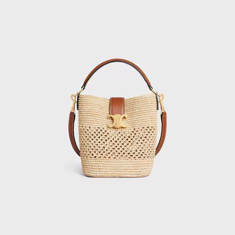 119742GNS-02NT_1_SUM25_W_440fd112-7c16-4cf9-bf63-15447fb9a66e.jpg CELINE SMALL LOUISE BUCKET IN RAFFIA AND CALFSKIN