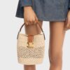 119742GNS-02NT_2_LIB_W_0475baf3-25d2-4f4f-8aa3-22e8663baecd.jpg CELINE SMALL LOUISE BUCKET IN RAFFIA AND CALFSKIN