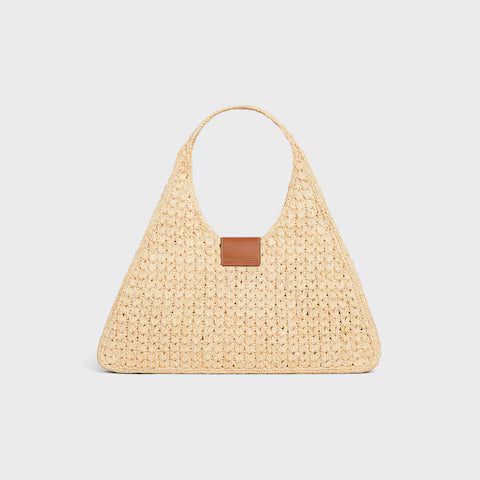 119772GP4-02NT_3_SUM25_W.jpg CELINE CABAS TRIANGLE IN RAFFIA AND CALFSKIN