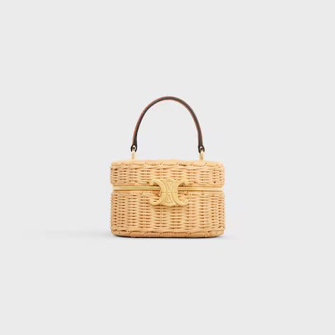 CELINE TRIOMPHE OVAL BOX IN WICKER AND CALFSKIN