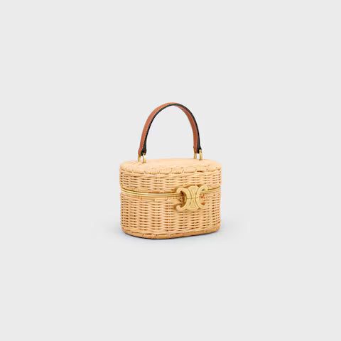 CELINE TRIOMPHE OVAL BOX IN WICKER AND CALFSKIN
