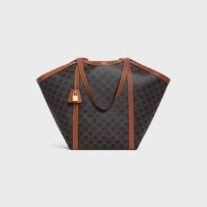 121572GQC-04LU_1_SUM25_W_V2.jpg CELINE LARGE CABAS IN Triomphe canvas and calfskin