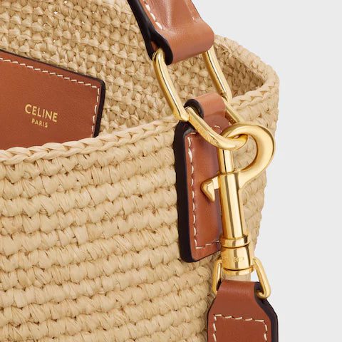 123152GUJ-02NT_4_FALL25_W_24c27ee5-9639-49dc-926c-f5b268f260c5.jpg CELINE MEDIUM LOUISE BUCKET IN RAFFIA AND CALFSKIN
