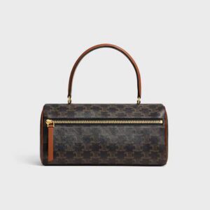 123882GQC-04LU_1_WIN25_W_V1.jpg CELINE CYLINDER BAG IN Triomphe canvas and calfskin